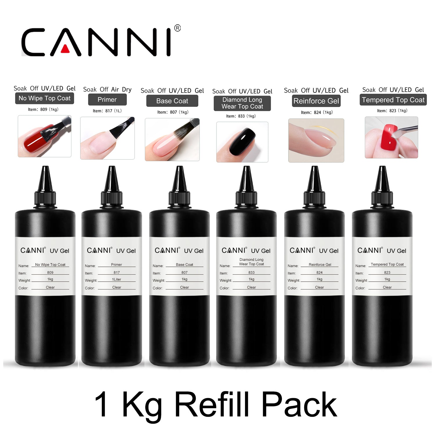 CANNI Base / No wipe top coat / Tempered top coat / Diamond Topcoat 1kg Bulk Pack